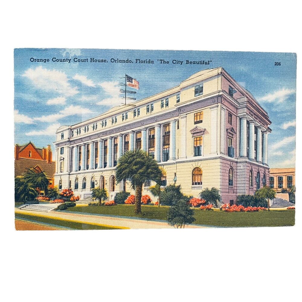 1950s Vintage Postcard Orlando Court House Building Architecture Florida FL